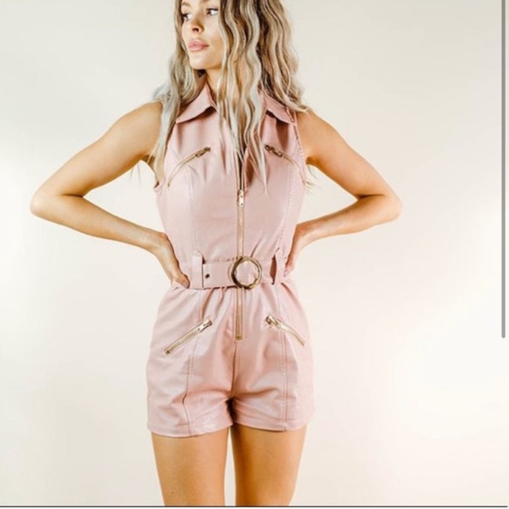 COPY - Pink faux leather romper